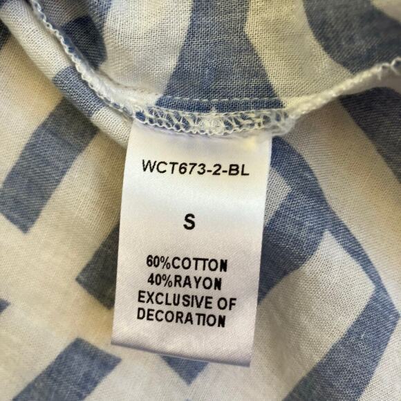 THML Boho Flutter Sleeve Ruffled Embroidered Top Blouse Geometric Print Spring S - Picture 12 of 16